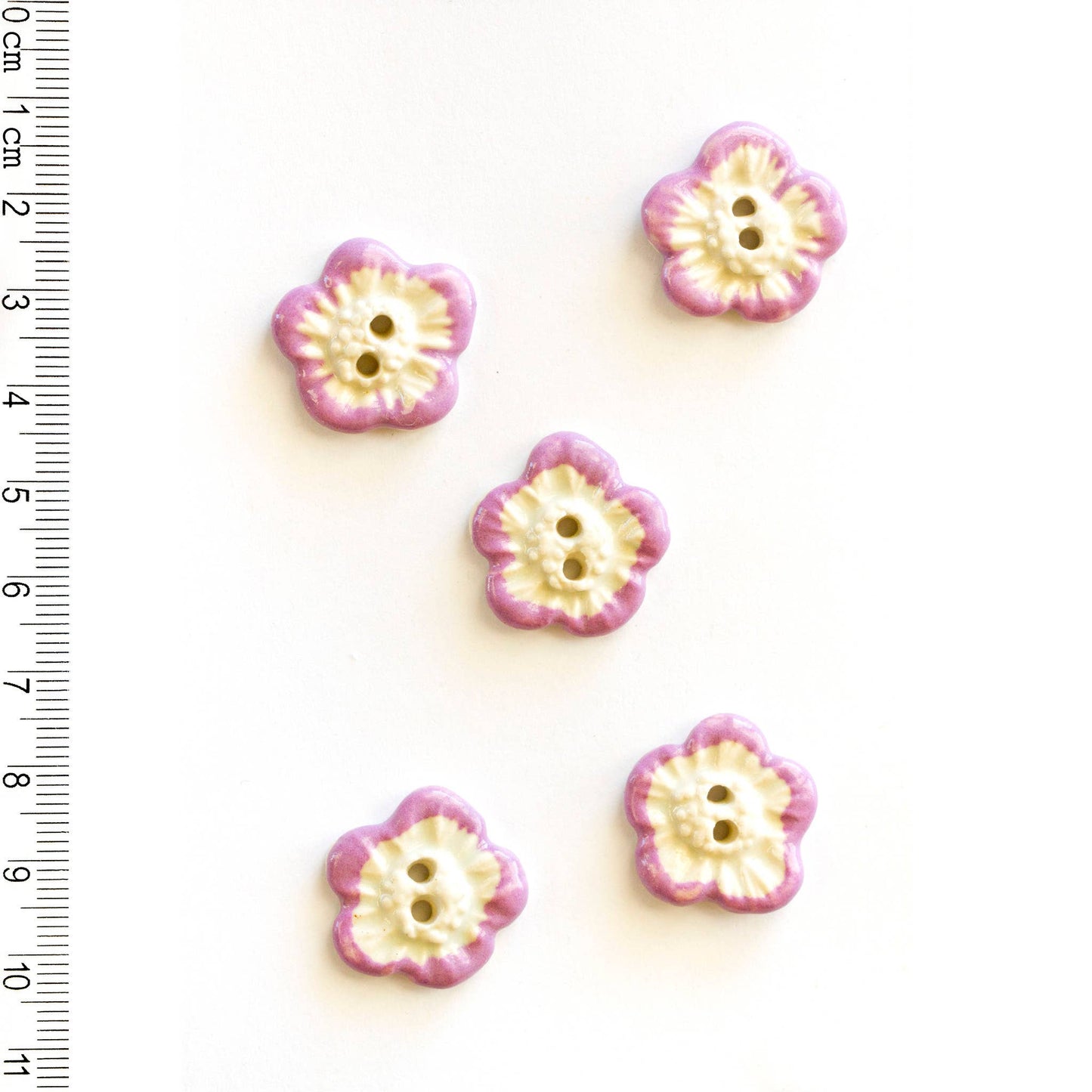 White Flower with Pink Petal Edges Sewing Buttons
