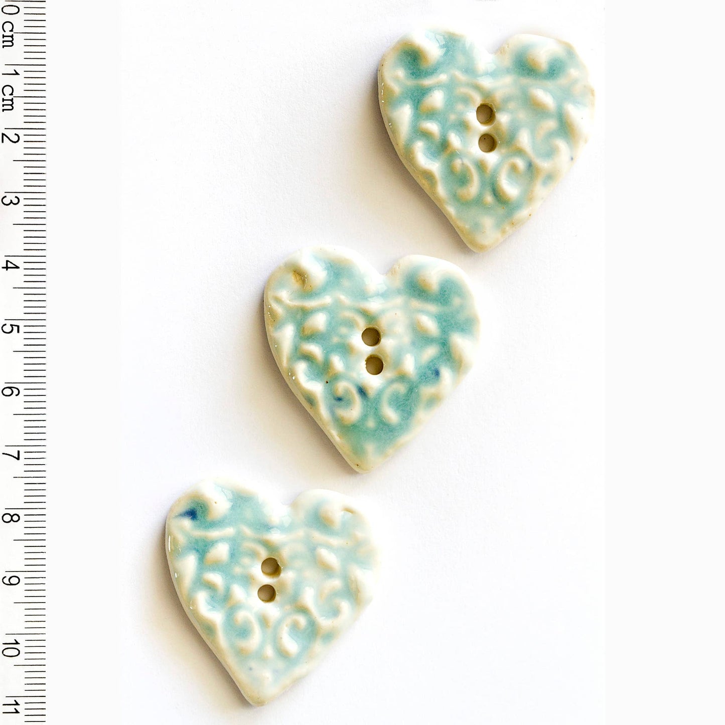 Blue Heart Sewing Buttons with Classic Pattern