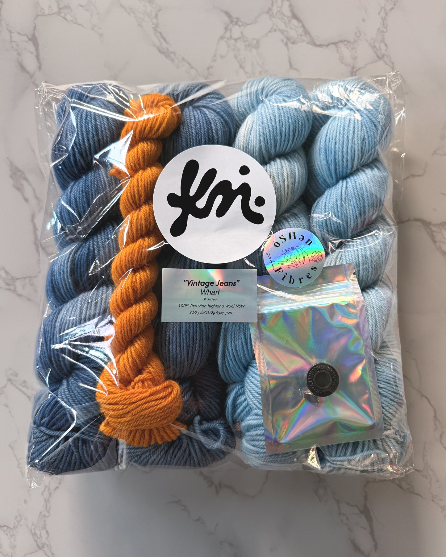 Knitalee x oSHen Fibres "Vintage Jeans" Legume Tote Kit