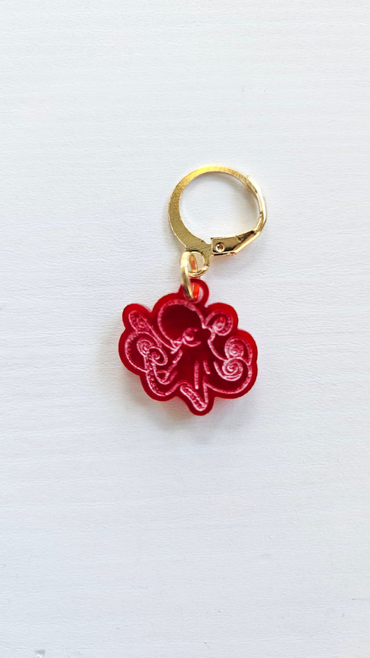 Red Octopus Stitch Marker