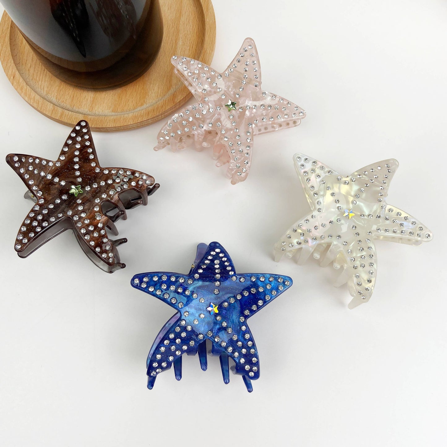 Ocean series starfish hair clips luxury rhinestone five-poin