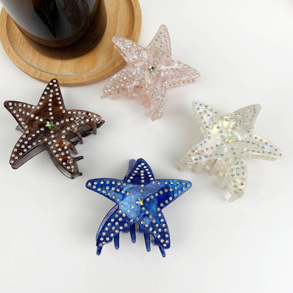 Ocean series starfish hair clips luxury rhinestone five-poin
