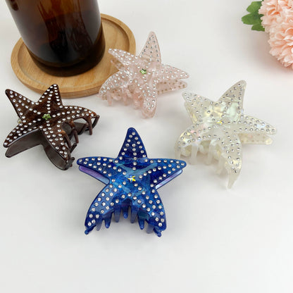 Ocean series starfish hair clips luxury rhinestone five-poin
